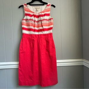 Banana Republic Orange/coral and White Pleated Midi Sundress